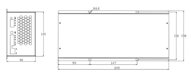 HY-X150/XA150 Series Laser Power install Dimension Drawing